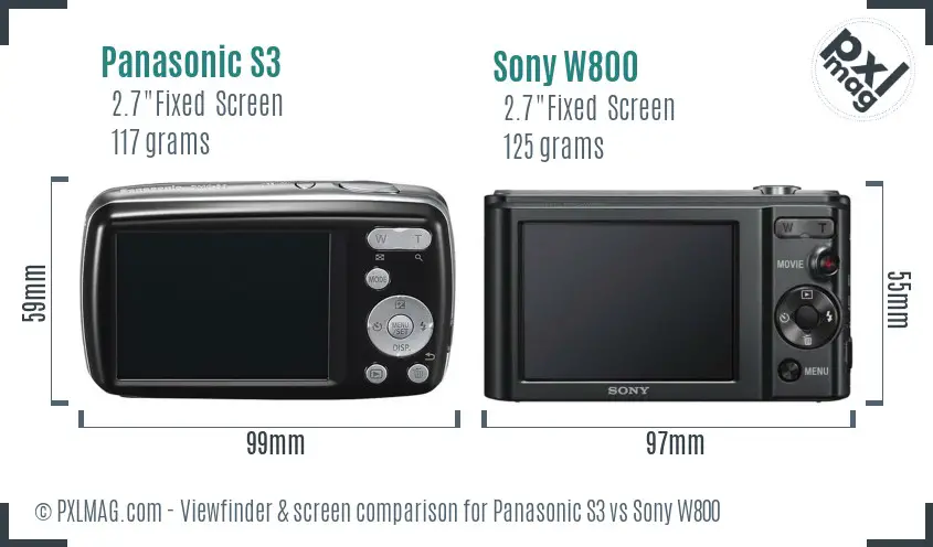 Panasonic S3 vs Sony W800 Screen and Viewfinder comparison