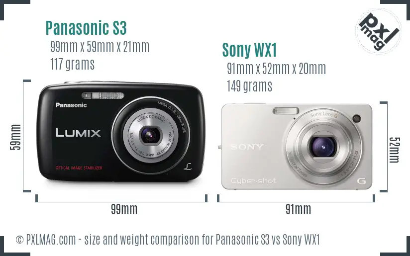 Panasonic S3 vs Sony WX1 size comparison