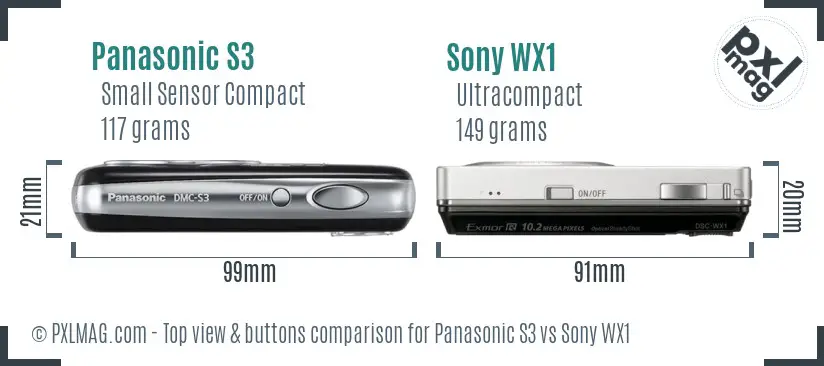 Panasonic S3 vs Sony WX1 top view buttons comparison