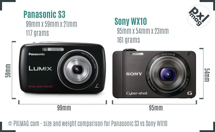 Panasonic S3 vs Sony WX10 size comparison