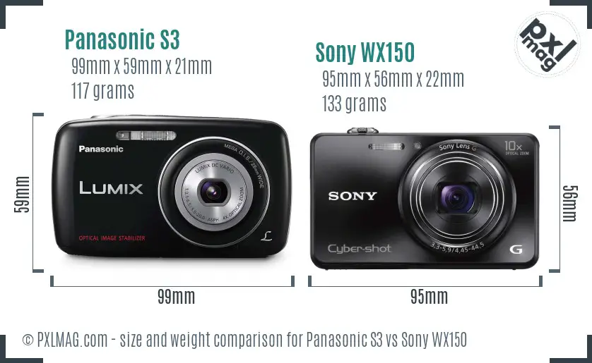 Panasonic S3 vs Sony WX150 size comparison