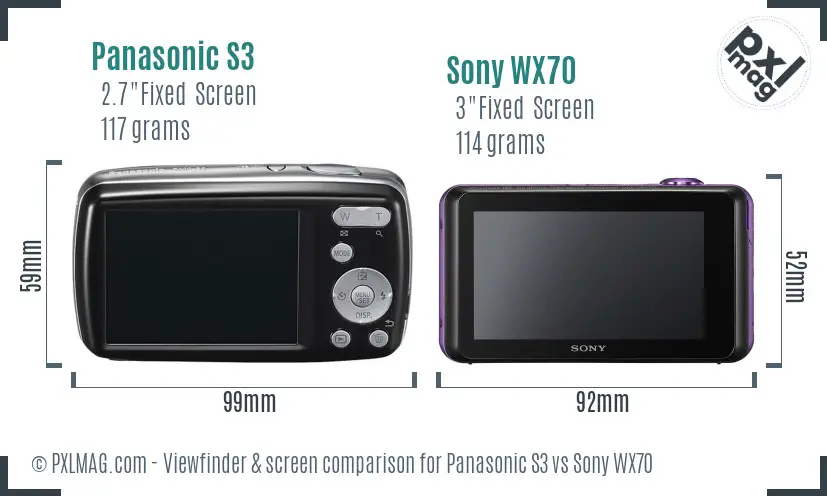 Panasonic S3 vs Sony WX70 Screen and Viewfinder comparison Panasonic S3 vs Sony WX70 Screen and Viewfinder comparison