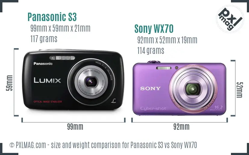 Panasonic S3 vs Sony WX70 size comparison Panasonic S3 vs Sony WX70 size comparison