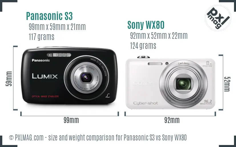 Panasonic S3 vs Sony WX80 size comparison