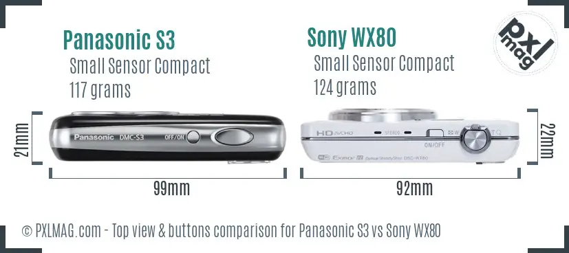 Panasonic S3 vs Sony WX80 top view buttons comparison