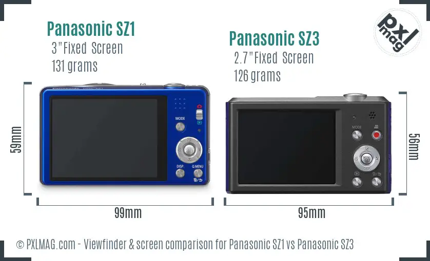 Panasonic SZ1 vs Panasonic SZ3 Screen and Viewfinder comparison