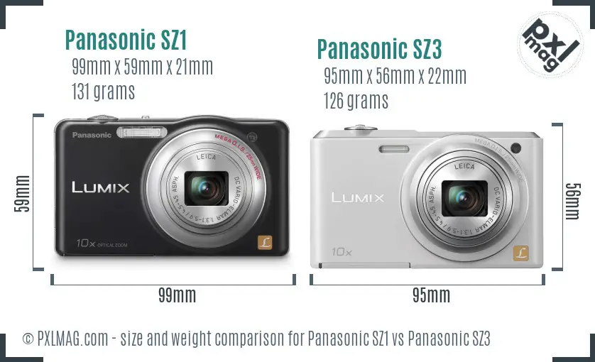 Panasonic SZ1 vs Panasonic SZ3 size comparison
