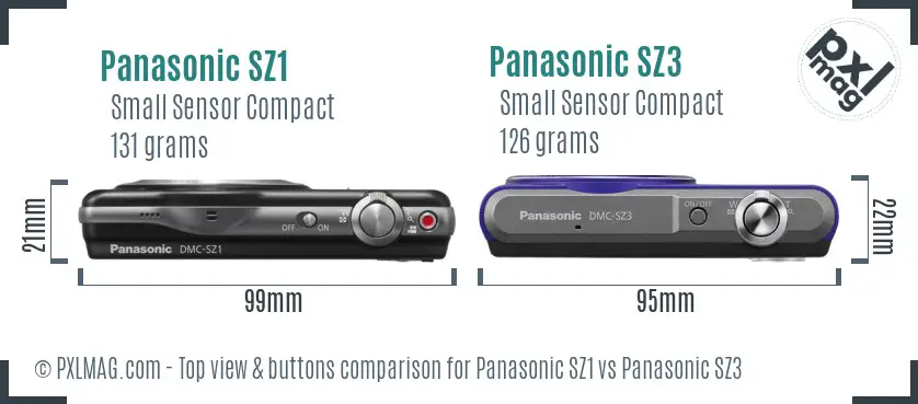 Panasonic SZ1 vs Panasonic SZ3 top view buttons comparison