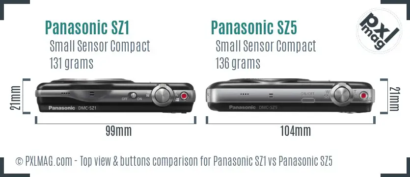Panasonic SZ1 vs Panasonic SZ5 top view buttons comparison