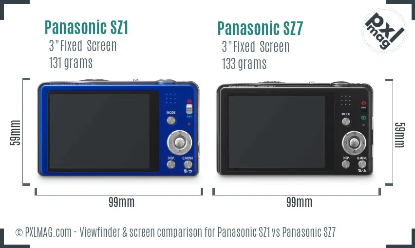 Panasonic SZ1 vs Panasonic SZ7 Screen and Viewfinder comparison