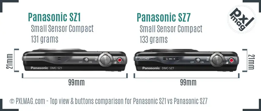 Panasonic SZ1 vs Panasonic SZ7 top view buttons comparison