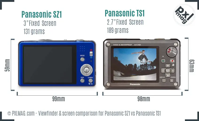 Panasonic SZ1 vs Panasonic TS1 Screen and Viewfinder comparison