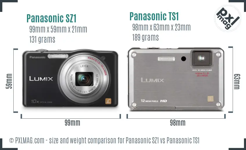 Panasonic SZ1 vs Panasonic TS1 size comparison
