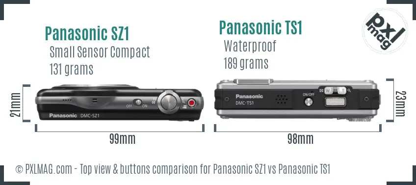 Panasonic SZ1 vs Panasonic TS1 top view buttons comparison