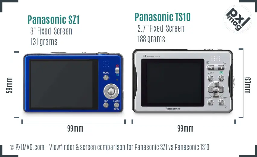 Panasonic SZ1 vs Panasonic TS10 Screen and Viewfinder comparison