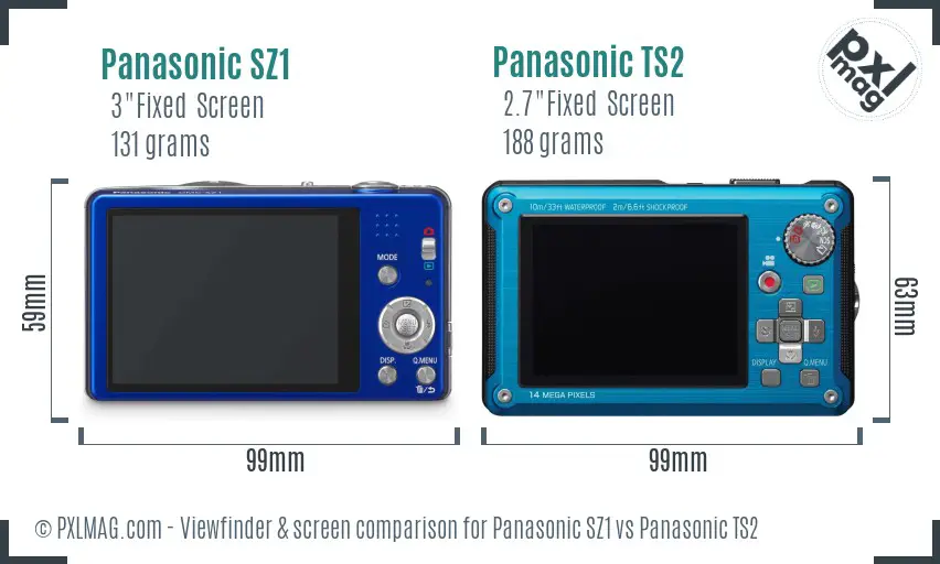 Panasonic SZ1 vs Panasonic TS2 Screen and Viewfinder comparison