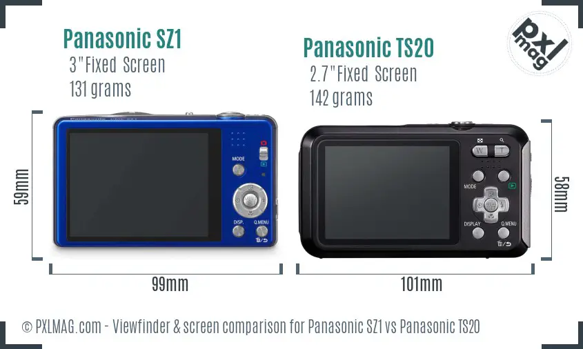 Panasonic SZ1 vs Panasonic TS20 Screen and Viewfinder comparison