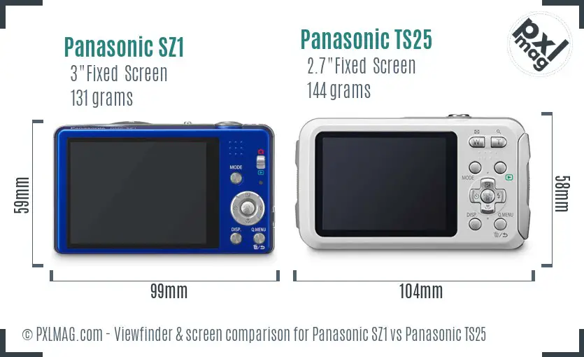 Panasonic SZ1 vs Panasonic TS25 Screen and Viewfinder comparison