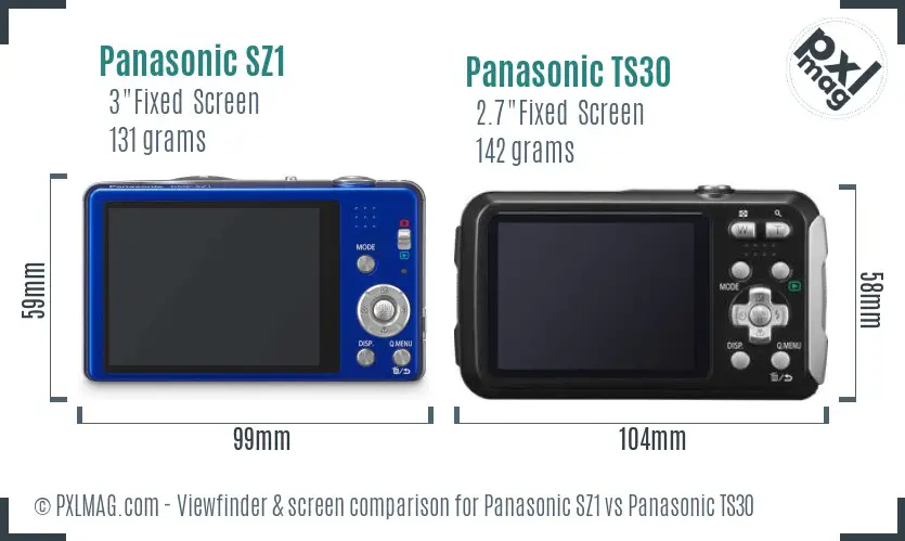 Panasonic SZ1 vs Panasonic TS30 Screen and Viewfinder comparison