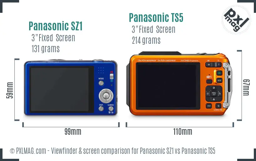 Panasonic SZ1 vs Panasonic TS5 Screen and Viewfinder comparison