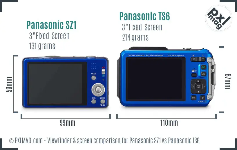 Panasonic SZ1 vs Panasonic TS6 Screen and Viewfinder comparison