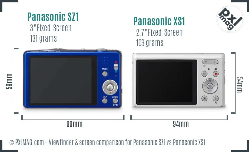 Panasonic SZ1 vs Panasonic XS1 Screen and Viewfinder comparison