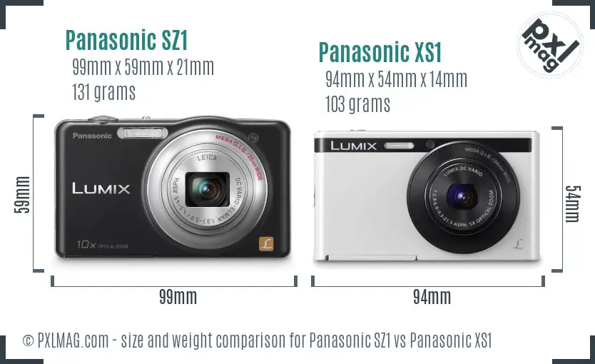 Panasonic SZ1 vs Panasonic XS1 size comparison