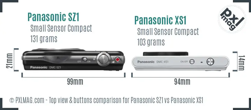 Panasonic SZ1 vs Panasonic XS1 top view buttons comparison