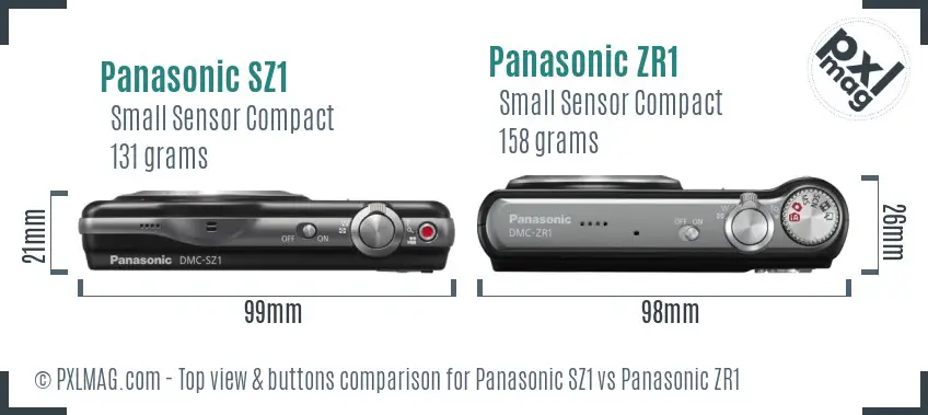 Panasonic SZ1 vs Panasonic ZR1 top view buttons comparison