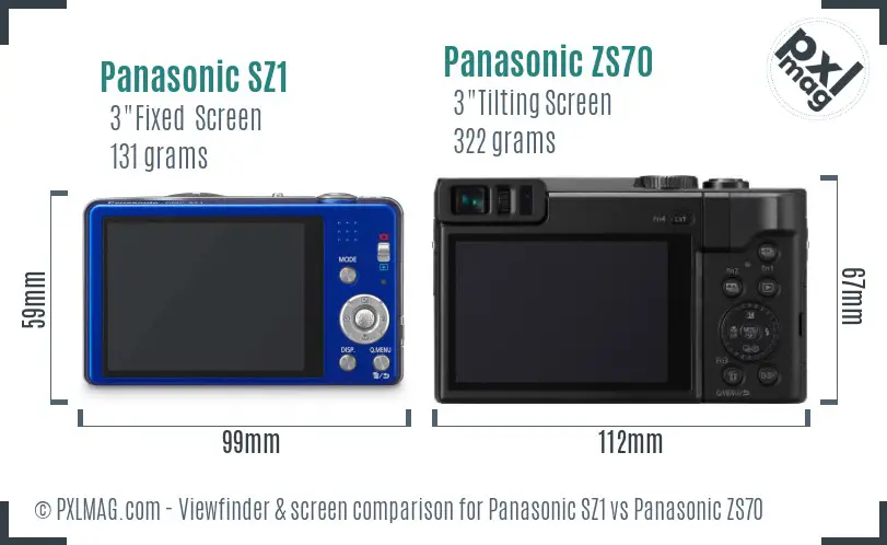 Panasonic SZ1 vs Panasonic ZS70 Screen and Viewfinder comparison