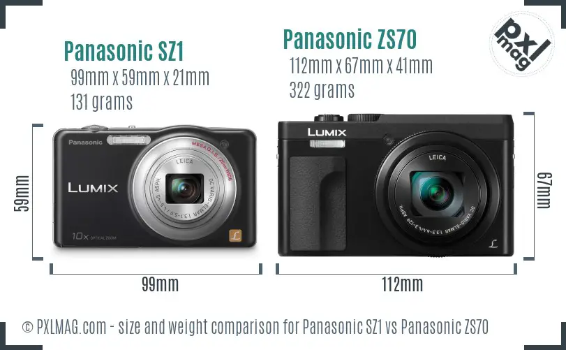 Panasonic SZ1 vs Panasonic ZS70 size comparison