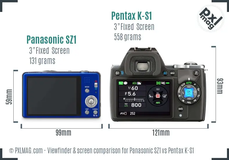Panasonic SZ1 vs Pentax K-S1 Screen and Viewfinder comparison