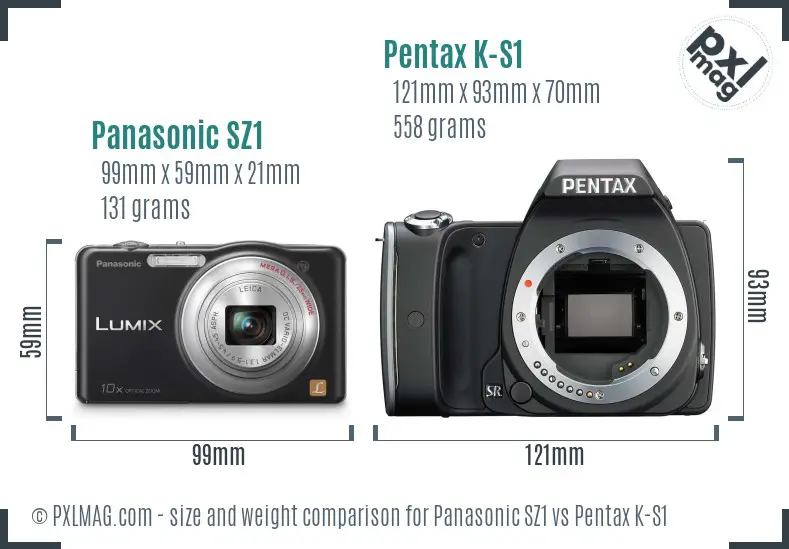 Panasonic SZ1 vs Pentax K-S1 size comparison