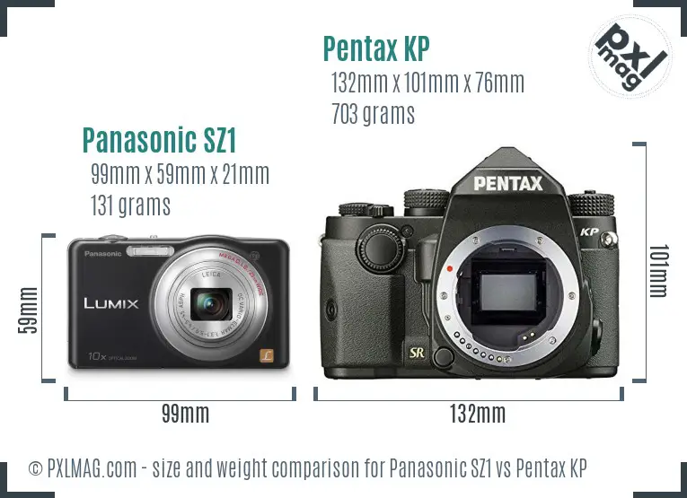 Panasonic SZ1 vs Pentax KP size comparison