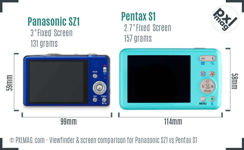 Panasonic SZ1 vs Pentax S1 Screen and Viewfinder comparison