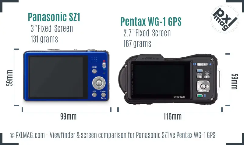 Panasonic SZ1 vs Pentax WG-1 GPS Screen and Viewfinder comparison