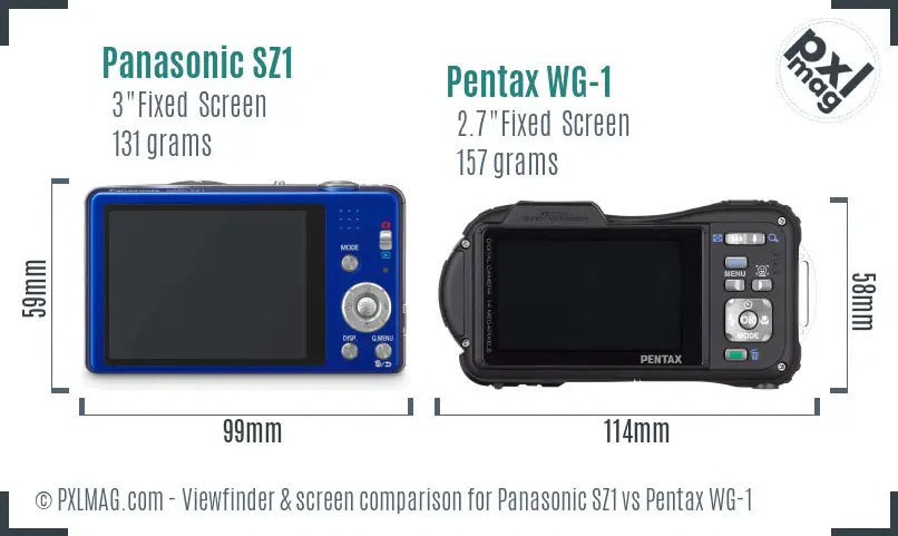 Panasonic SZ1 vs Pentax WG-1 Screen and Viewfinder comparison
