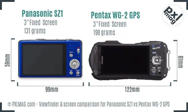 Panasonic SZ1 vs Pentax WG-2 GPS Screen and Viewfinder comparison