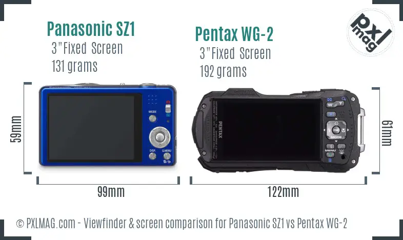 Panasonic SZ1 vs Pentax WG-2 Screen and Viewfinder comparison