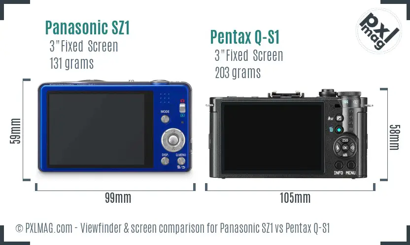 Panasonic SZ1 vs Pentax Q-S1 Screen and Viewfinder comparison