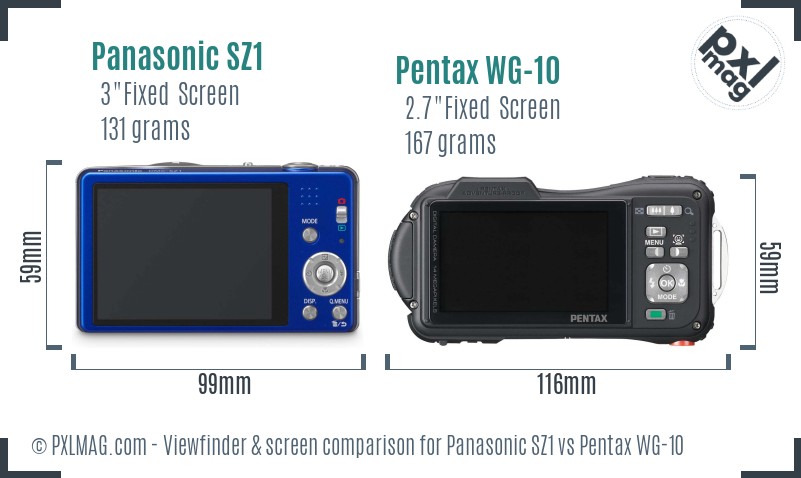 Panasonic SZ1 vs Pentax WG-10 Screen and Viewfinder comparison