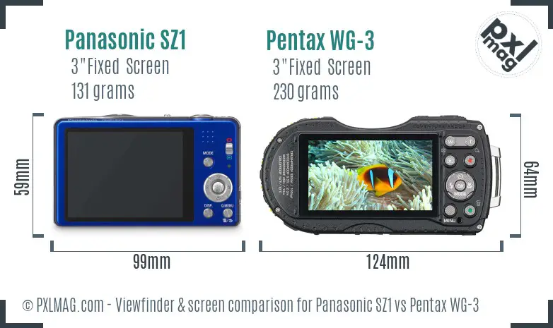 Panasonic SZ1 vs Pentax WG-3 Screen and Viewfinder comparison