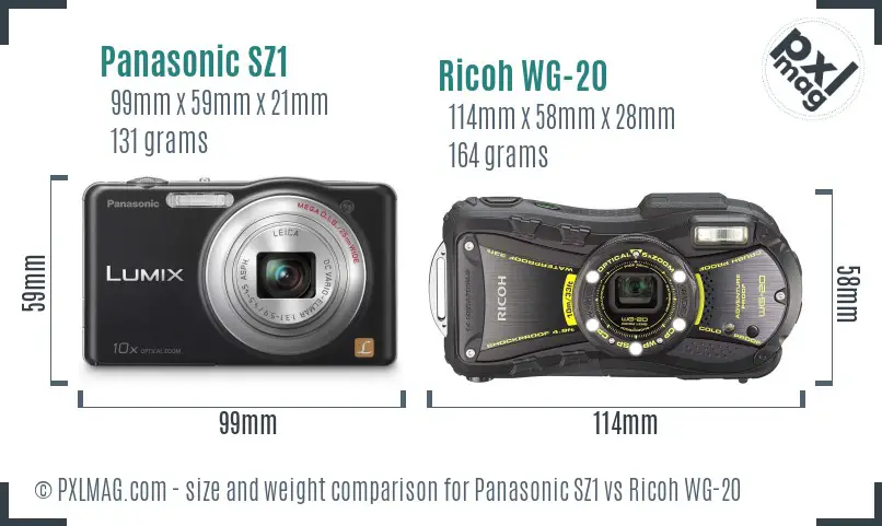Panasonic SZ1 vs Ricoh WG-20 size comparison Panasonic SZ1 vs Ricoh WG-20 size comparison