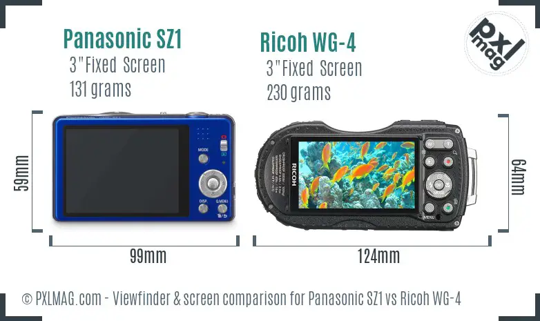 Panasonic SZ1 vs Ricoh WG-4 Screen and Viewfinder comparison