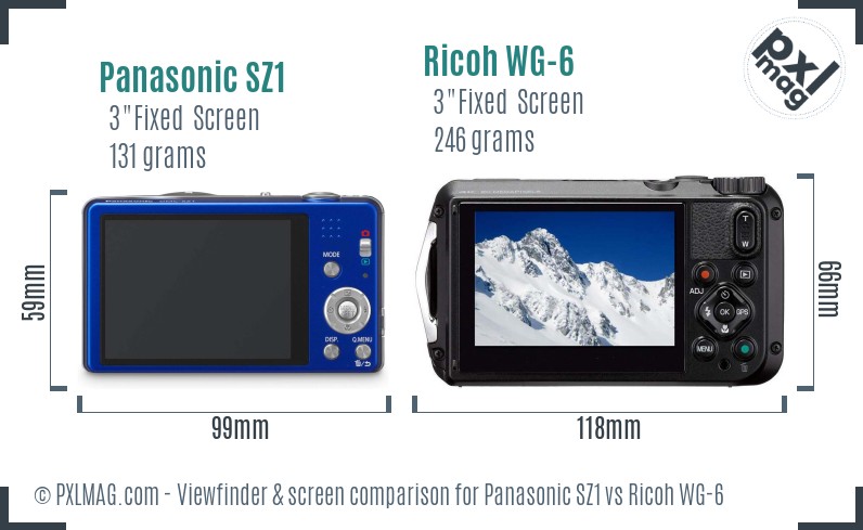 Panasonic SZ1 vs Ricoh WG-6 Screen and Viewfinder comparison
