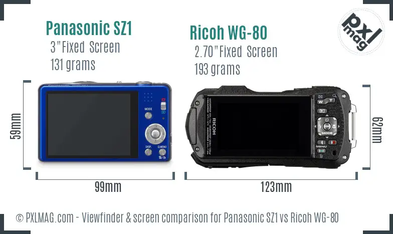 Panasonic SZ1 vs Ricoh WG-80 Screen and Viewfinder comparison