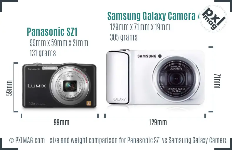Panasonic SZ1 vs Samsung Galaxy Camera 4G size comparison Panasonic SZ1 vs Samsung Galaxy Camera 4G size comparison