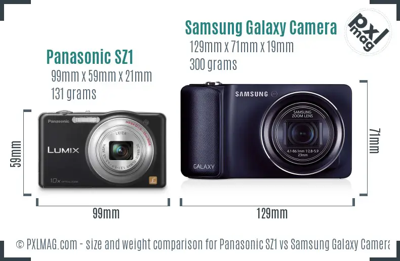 Panasonic SZ1 vs Samsung Galaxy Camera size comparison