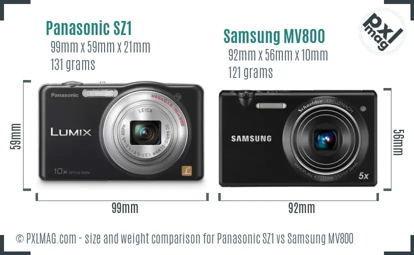 Panasonic SZ1 vs Samsung MV800 size comparison Panasonic SZ1 vs Samsung MV800 size comparison