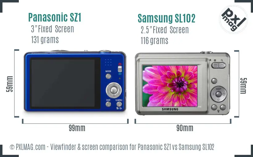 Panasonic SZ1 vs Samsung SL102 Screen and Viewfinder comparison Panasonic SZ1 vs Samsung SL102 Screen and Viewfinder comparison
